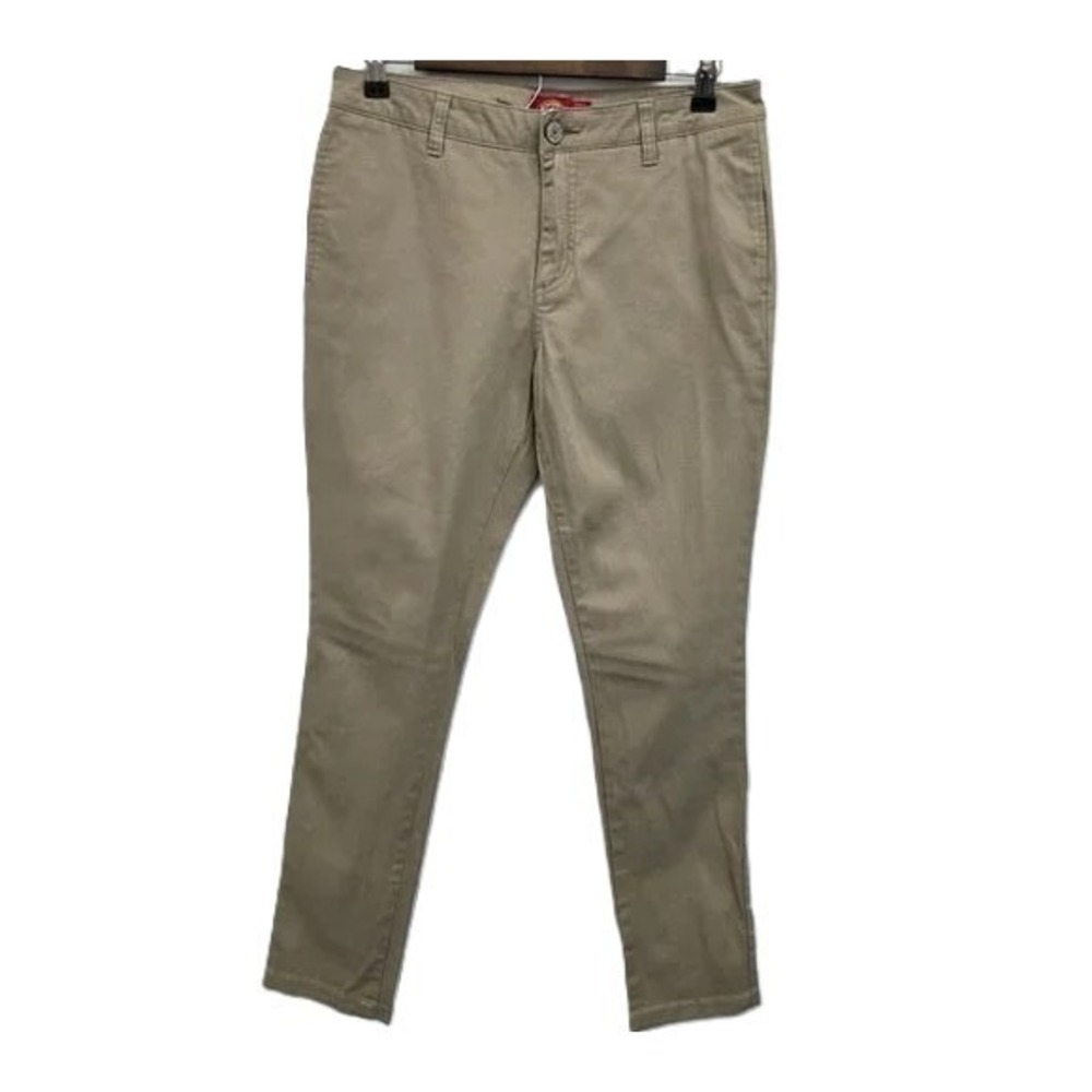 Dickies Womens 9/29 Beige Slim Fit Stretch Chino Pants Casual Khaki Workwear